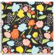 Floral Print Cotton Poplin Woven Fabric. Black and Multi.