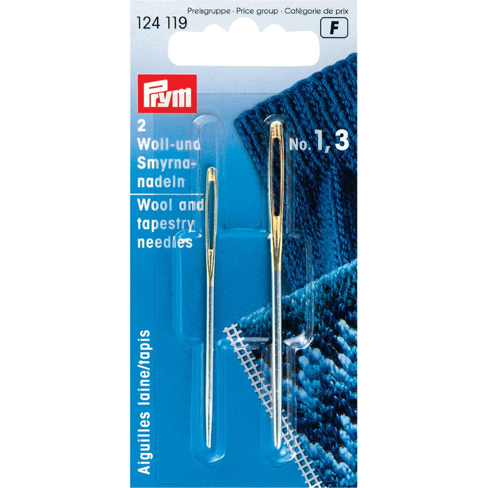124119 per pack of 3 Prym Wool & Tapestry Needles with Gold Eye