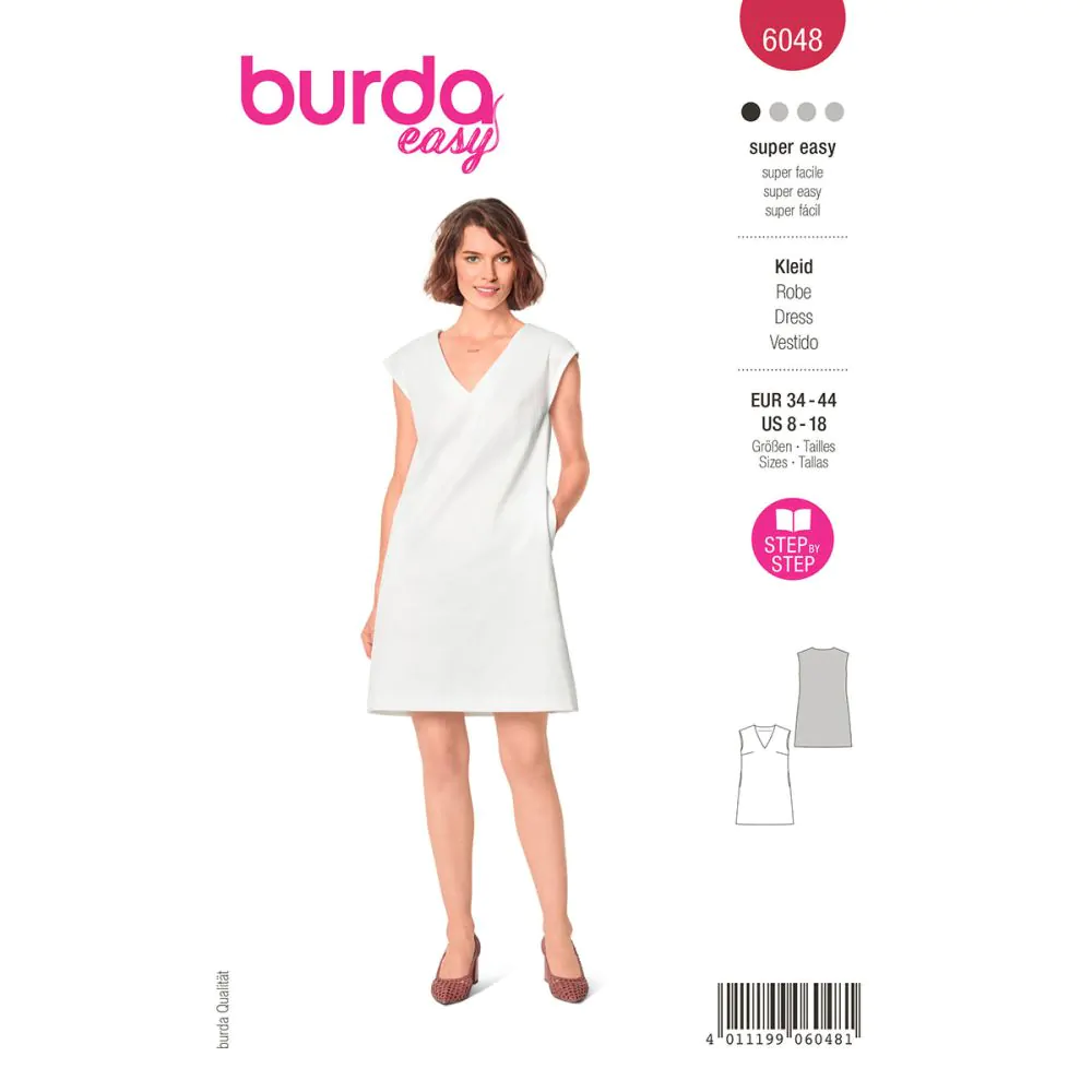 Misses Shift Dress with V-Neck Burda Sewing Pattern 6048
