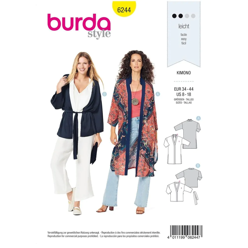 Misses Kimono Coat Burda Sewing Pattern 6244 | Sew Essential