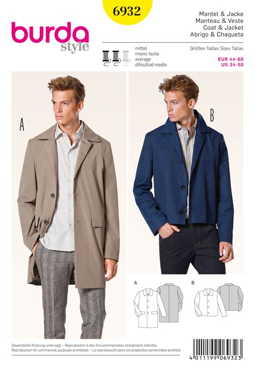 Mens Coat And Jacket Burda Sewing, What Size Is 38 In Men S Coat