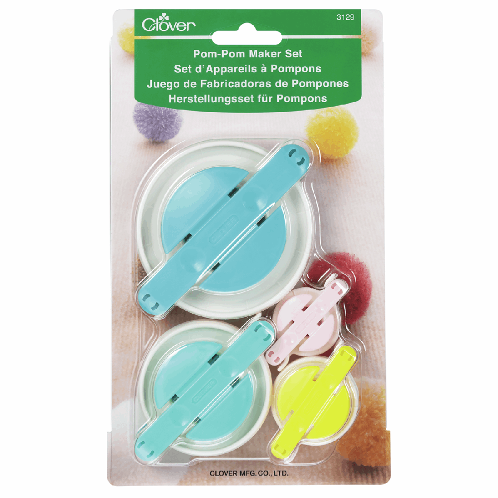 Clover Pom Pom Maker Set. 4 sizes (35,45,65 & 85mm) Sew Essential