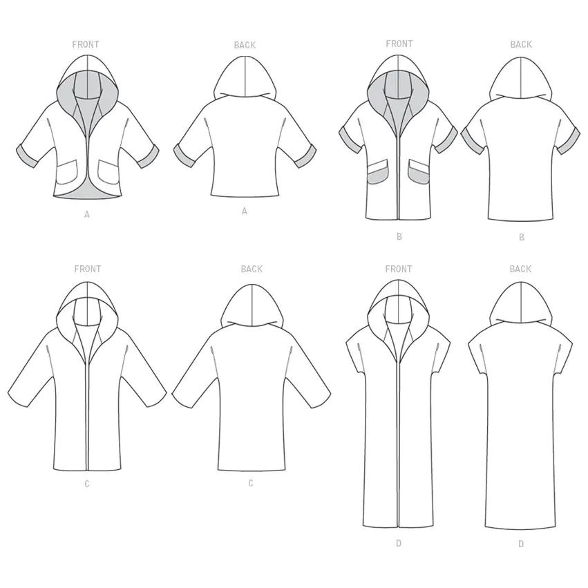 Misses Open-Front Jackets with Shawl Collar and Hood McCalls