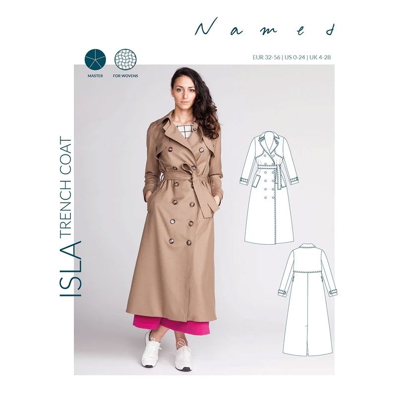 Isla Trench Coat Named Clothing Sewing Pattern. Size 4-28. | Sew Essential