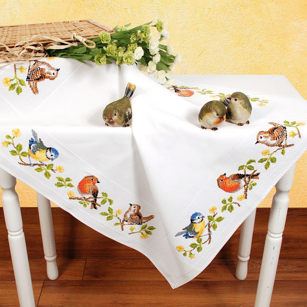 Vervaco Garden Birds Counted Cross Stitch Tablecloth Kit | Sew Essential