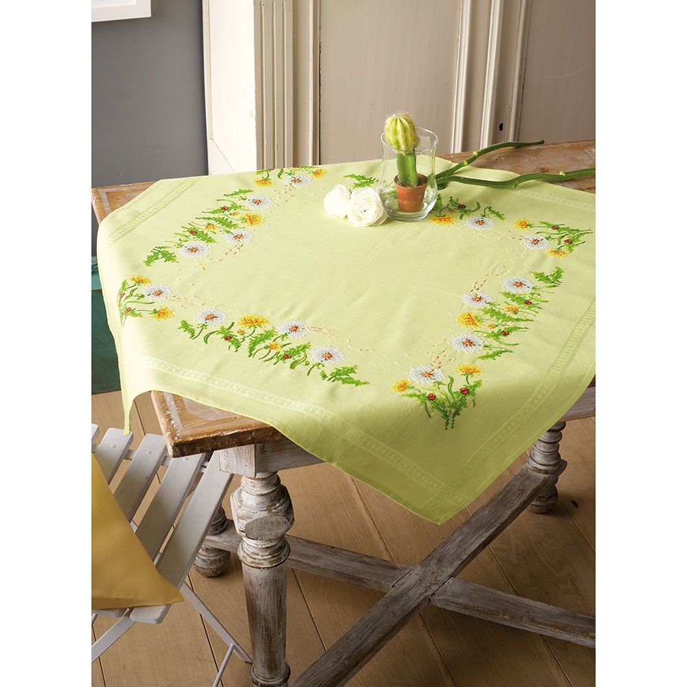 Vervaco Dandelions Embroidery Tablecloth Kit Sew Essential