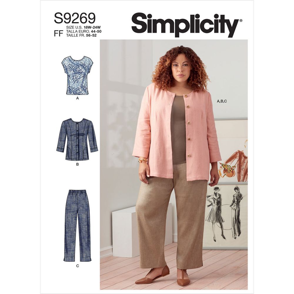 Misses' Sweater JacketCoat Cut Loose-Fitting Pockets Size 6-24 Simplicity Sewing Pattern New Look A6249 Long Sleeves, 4 Variations