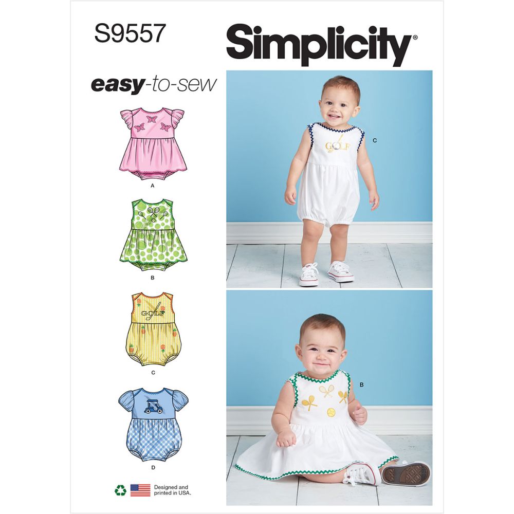 Babies Romper Simplicity Sewing Pattern 9557. Size XXSL. Sew Essential