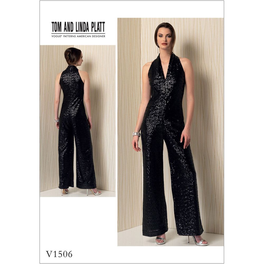 Vogue 1980s Vintage Sewing Pattern #1520 UNCUT Semi-Fitted Dress & Jumpsuit