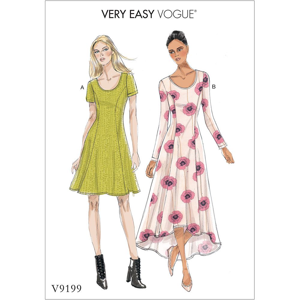 Vogue Option Pattern V9239 Miss Fitted Flared Dress w/Sleeves Variations Sz 6-14