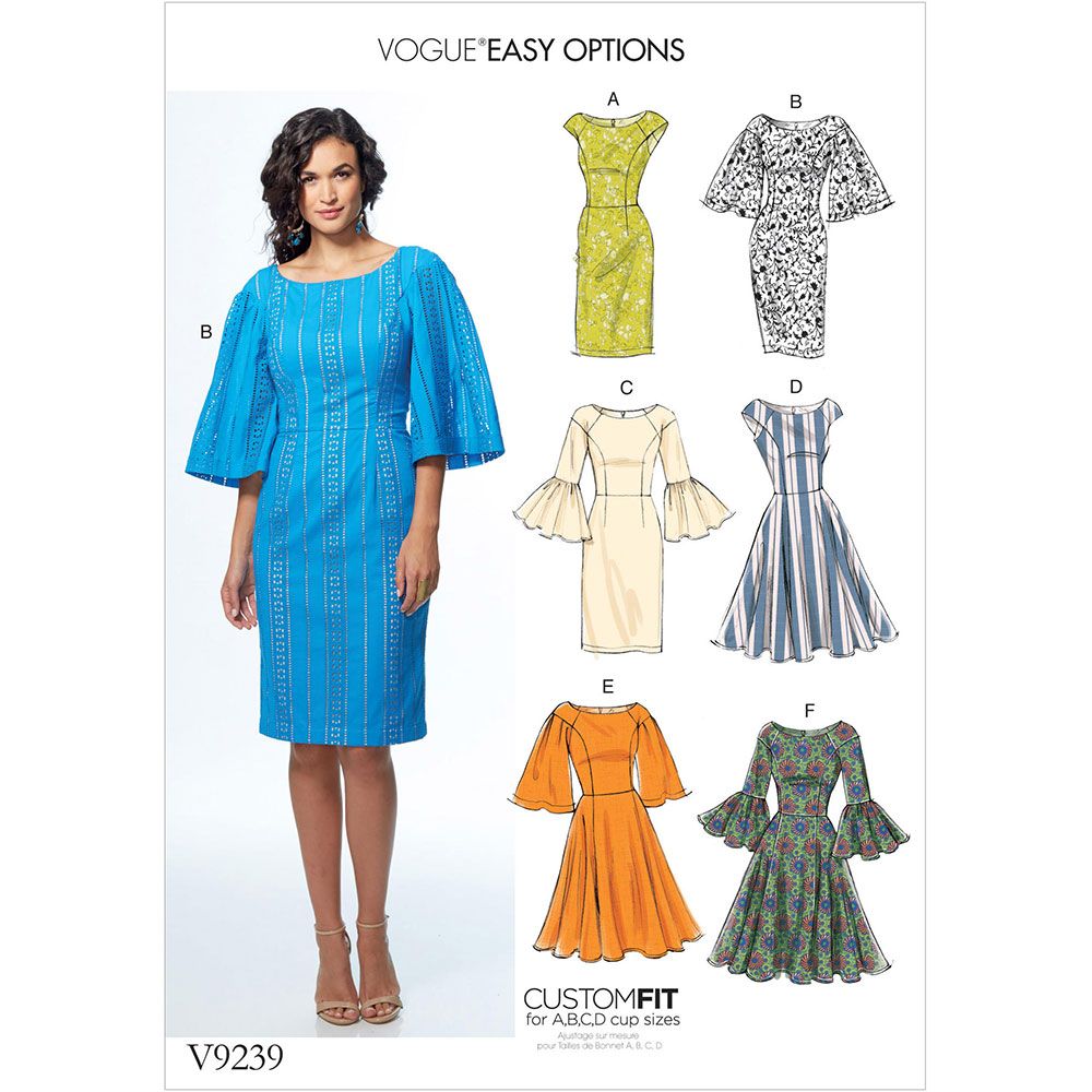 Misses Princess Seam Dresses with Sleeve and Skirt Variations Vogue Sewing  Pattern 9239