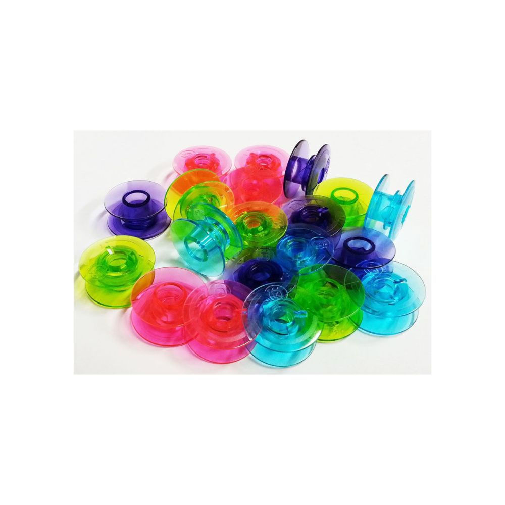 Husqvarna Viking Water Coloured Plastic Bobbins 20 Pack. Version 2