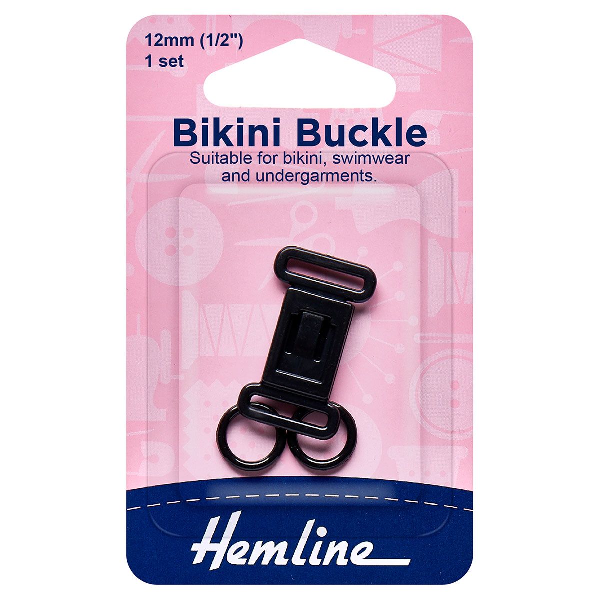 12mm Black Bikini Buckle Set Hemline 
