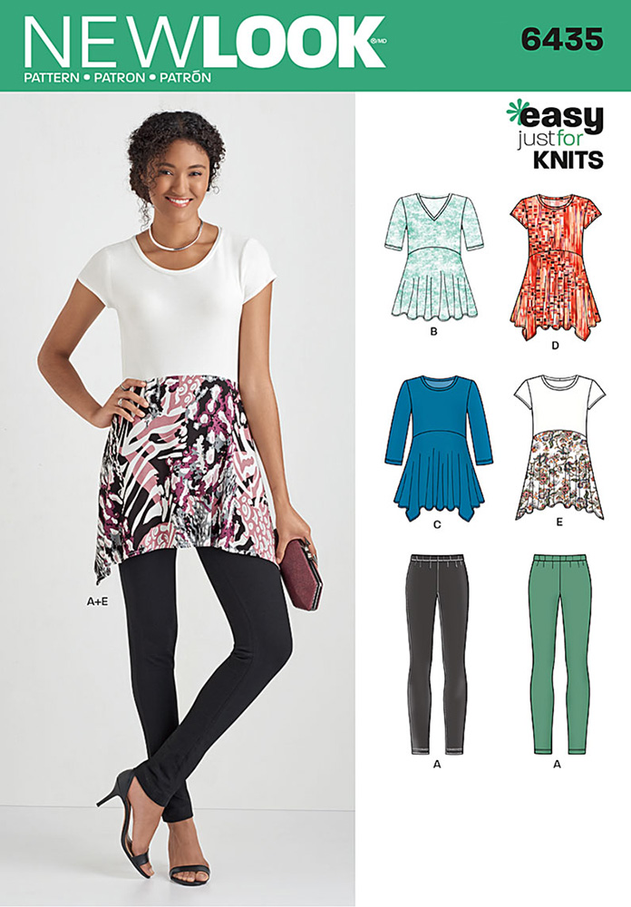 Misses Knit Leggings and Tunics New Look Sewing Pattern 6435 | Sew ...