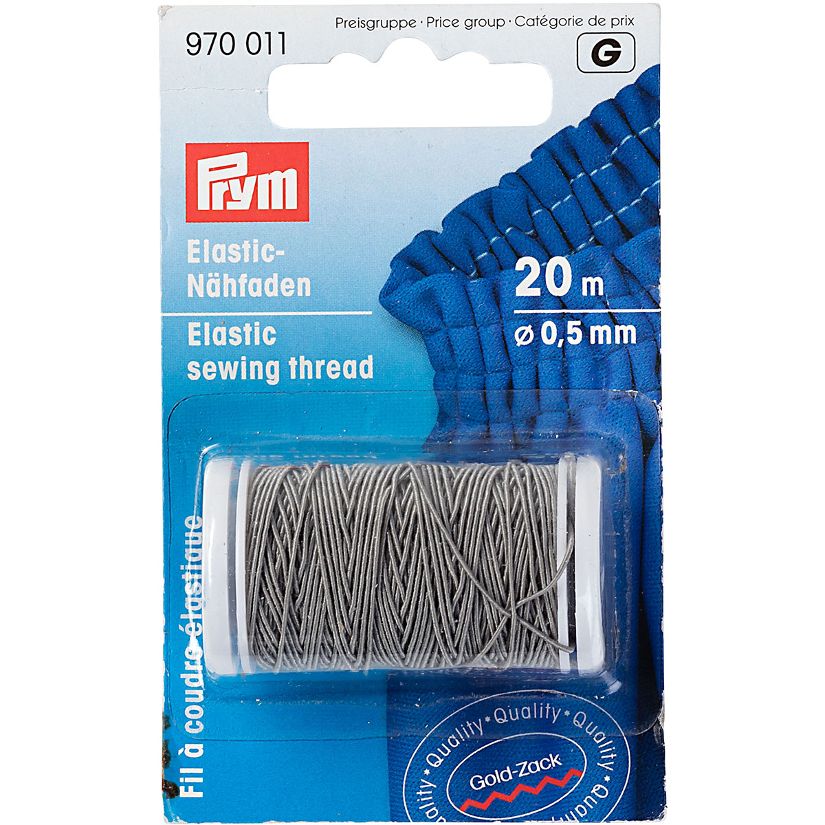 Prym Elastic Sewing Thread 0.5mm Light Grey Sew Essential