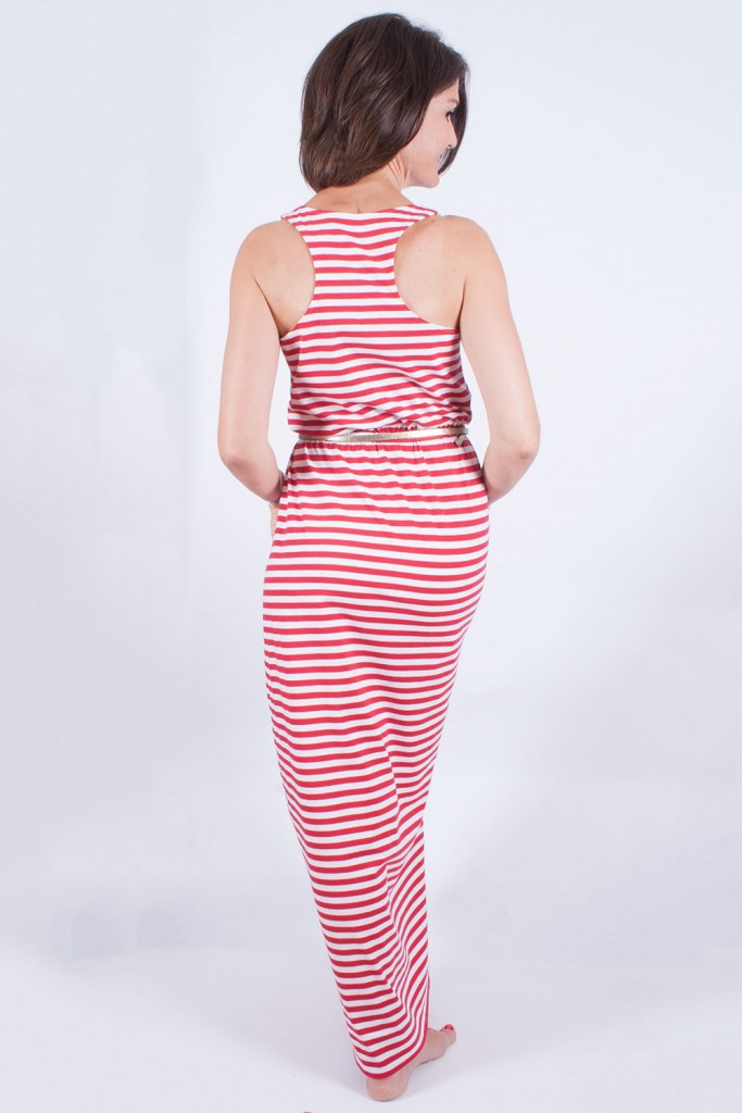 Stripy maxi dress back view
