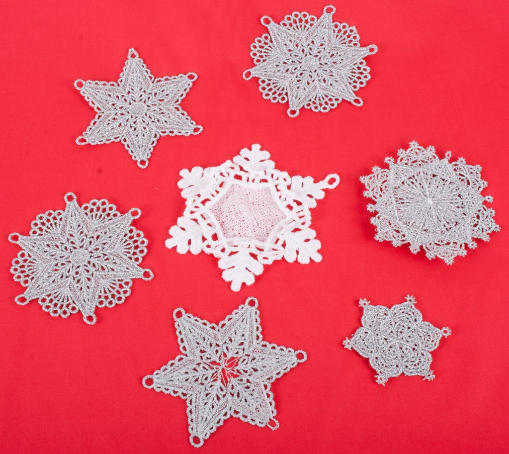 Machine Embroidered Snowflakes