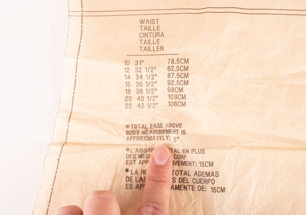 Sewing Pattern Finished Garment Measurements