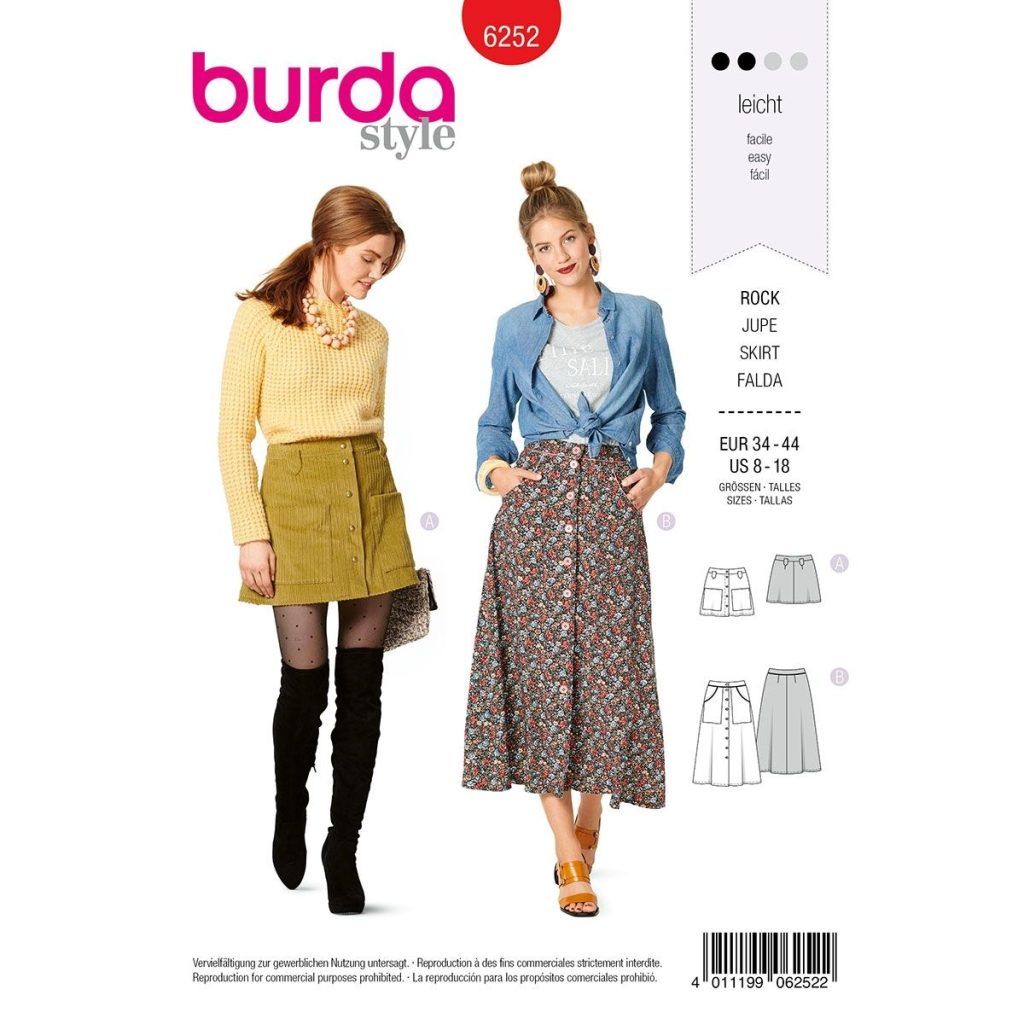 Burda 6252 button down skirt pattern