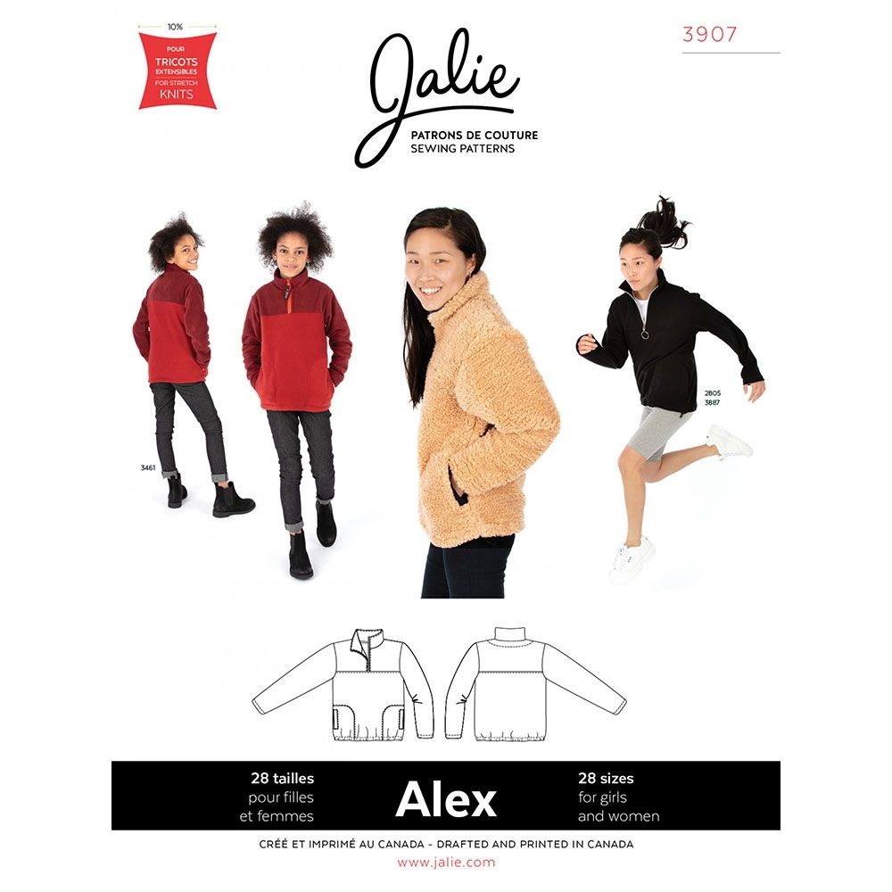 Jalie 3907 Alex half zip pullover pattern