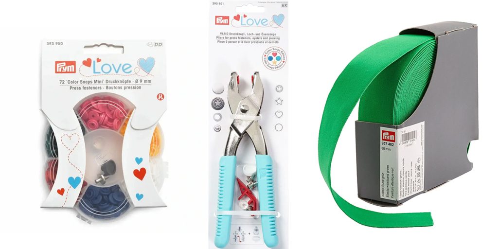 Prym snaps and coloured elastic